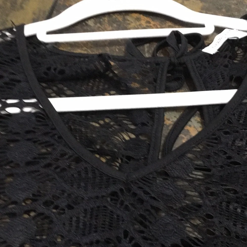 Green envelope, black lace coverup Pants. Size Large. Beach